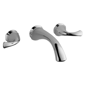 DELTA - TWO HANDLE WALL-MOUNT LAVATORY FAUCET. INCLUDES DRAIN PUSH-UP