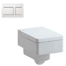 LIVING CITY WALL HANGING WATER CLOSET, WHITE, TANK AND WHITE PUSH BUTTON