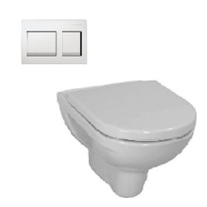 LAUFEN PRO WALL HANGING WATER CLOSET BOWL ONLY WHITE, TANK AND WHITE PUSH BOTTOM